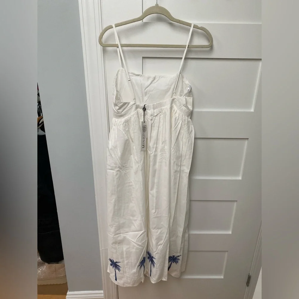 MinkPink White tropical palm tree embroidered midi dress - Picture 6 of 10